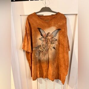 The Mountain Burnt Orange Graphic Tee shirt Fairy Wolves fantasy